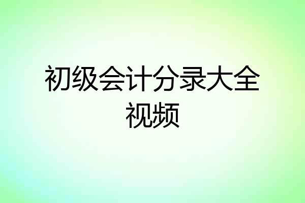 初级会计分录大全视频