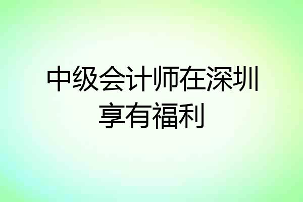 中级会计师在深圳享有福利