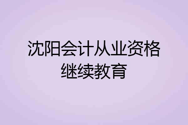 沈阳会计从业资格继续教育