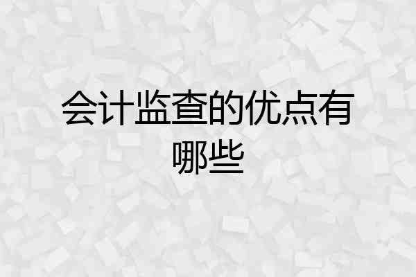 会计监查的优点有哪些
