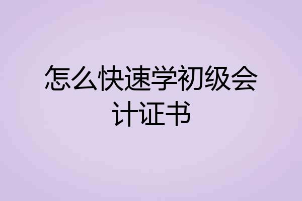 怎么快速学初级会计证书