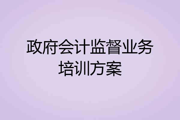 政府会计监督业务培训方案