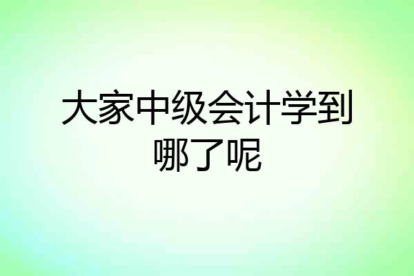 大家中级会计学到哪了呢