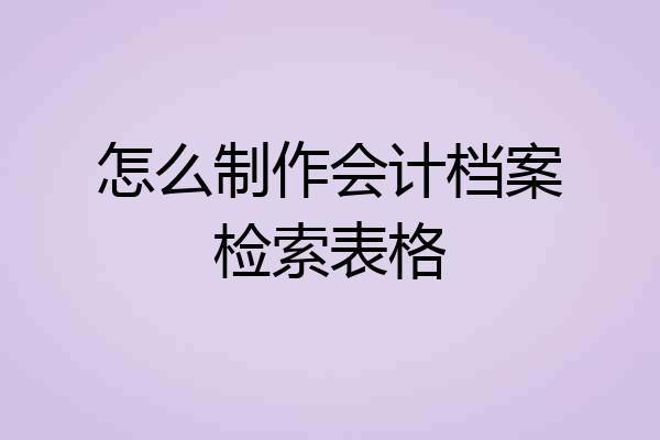 怎么制作会计档案检索表格