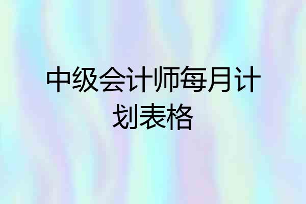 中级会计师每月计划表格