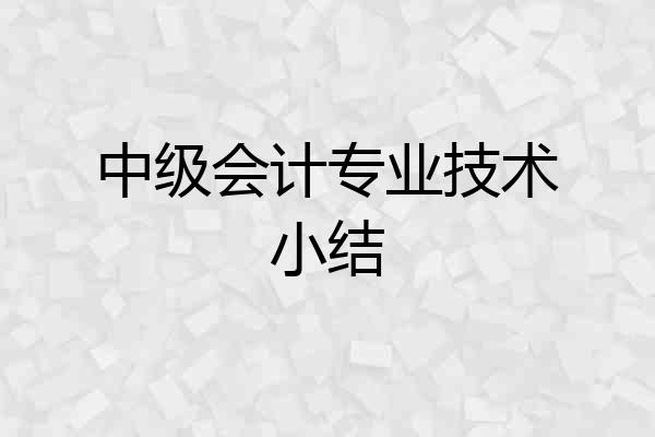 中级会计专业技术小结