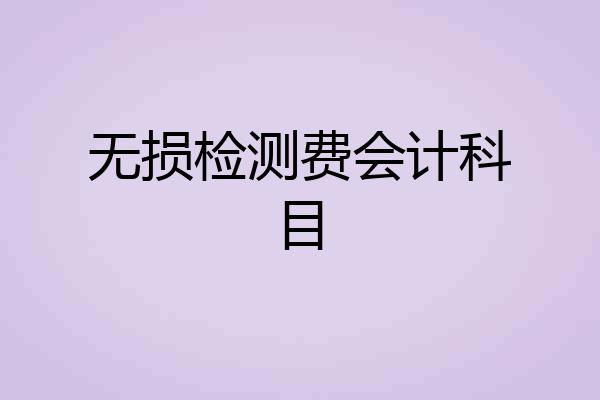 无损检测费会计科目