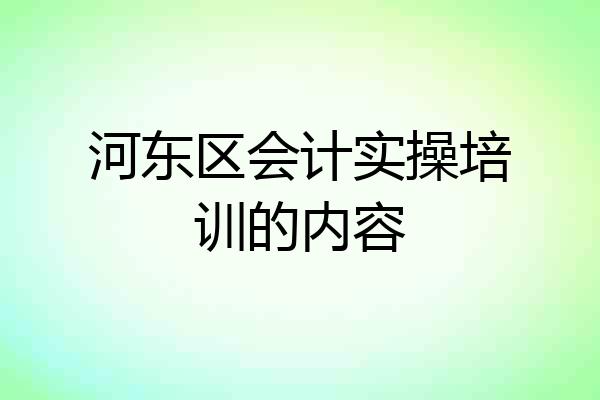 河东区会计实操培训的内容