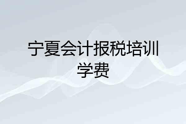 宁夏会计报税培训学费