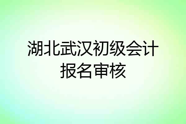 湖北武汉初级会计报名审核