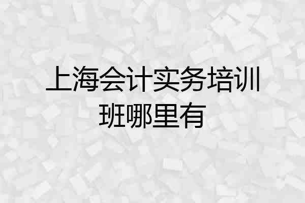 上海会计实务培训班哪里有
