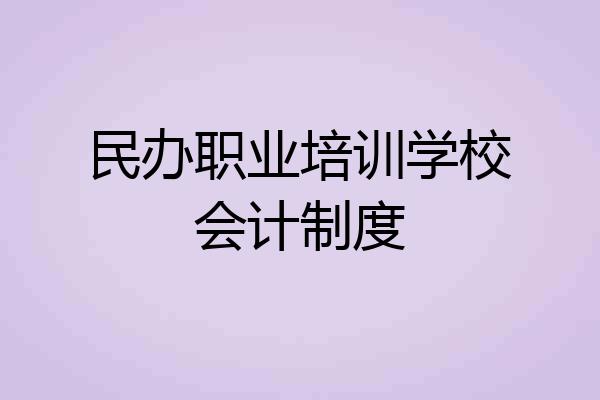 民办职业培训学校会计制度