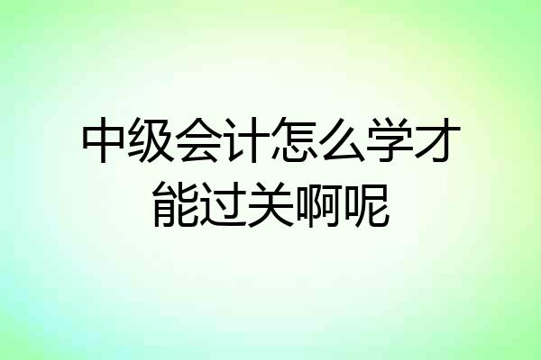 中级会计怎么学才能过关啊呢