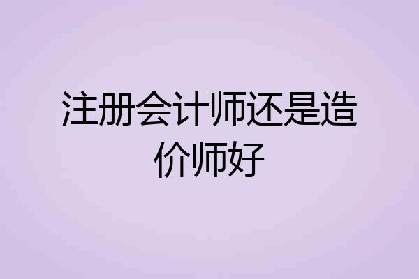 注册会计师还是造价师好