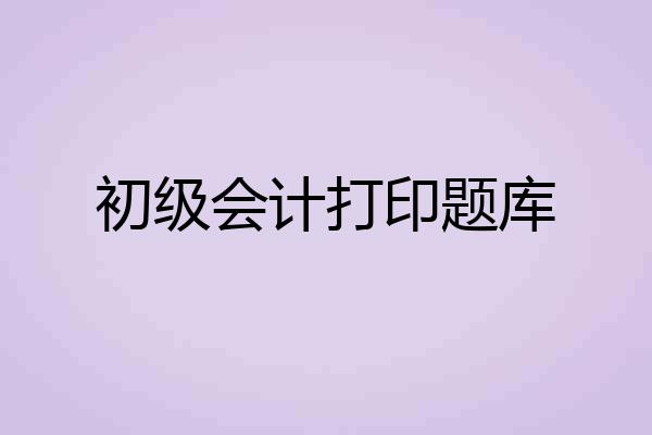 初级会计打印题库