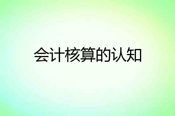 会计核算的认知