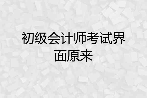 初级会计师考试界面原来