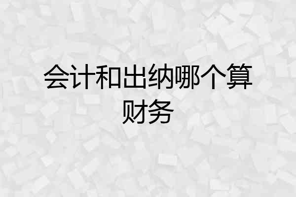 会计和出纳哪个算财务