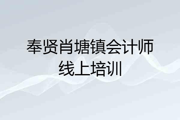 奉贤肖塘镇会计师线上培训