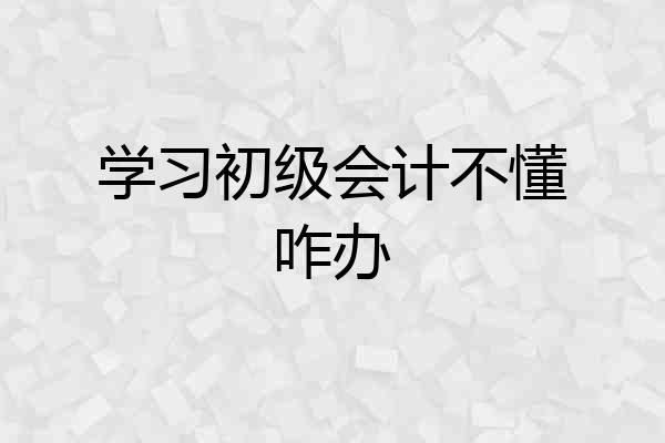 学习初级会计不懂咋办