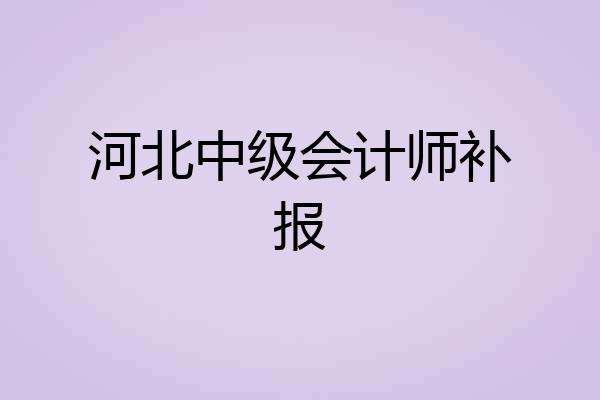 河北中级会计师补报