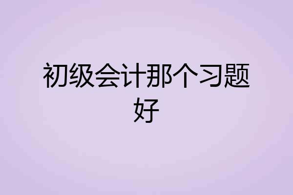 初级会计那个习题好