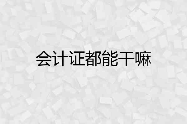 会计证都能干嘛