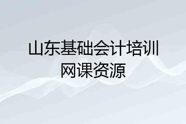 山东基础会计培训网课资源