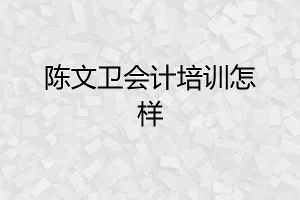 陈文卫会计培训怎样