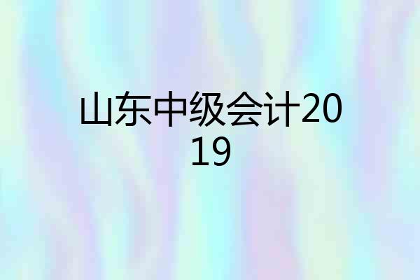 山东中级会计2019