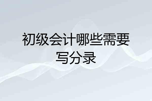 初级会计哪些需要写分录