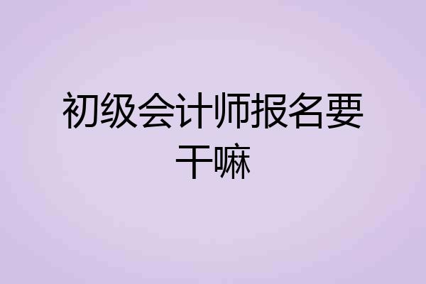 初级会计师报名要干嘛