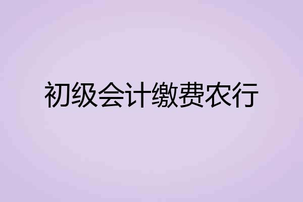 初级会计缴费农行
