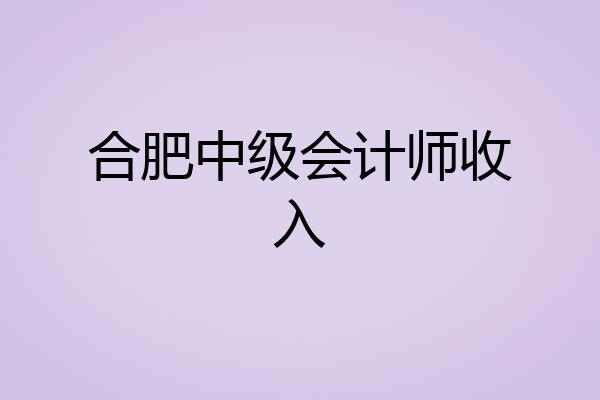 合肥中级会计师收入