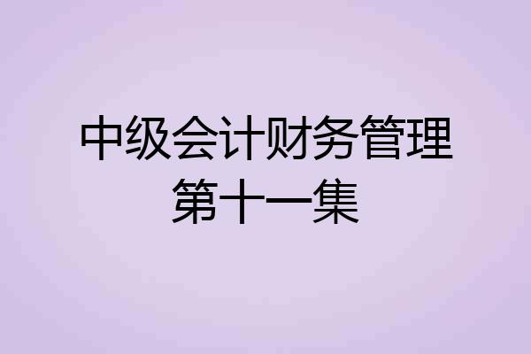 中级会计财务管理第十一集