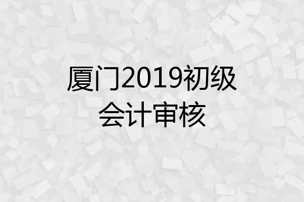 厦门2019初级会计审核