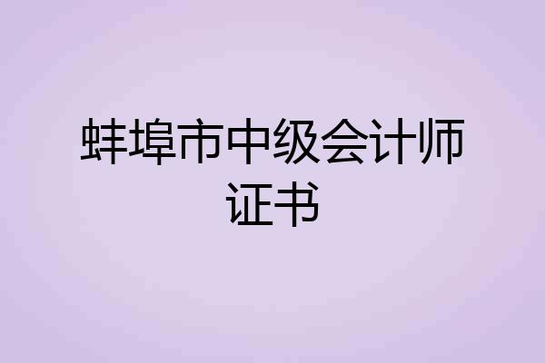 蚌埠市中级会计师证书