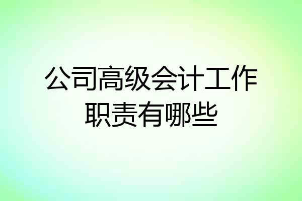 公司高级会计工作职责有哪些
