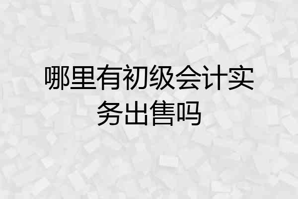 哪里有初级会计实务出售吗