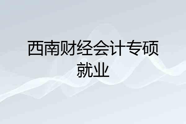 西南财经会计专硕就业