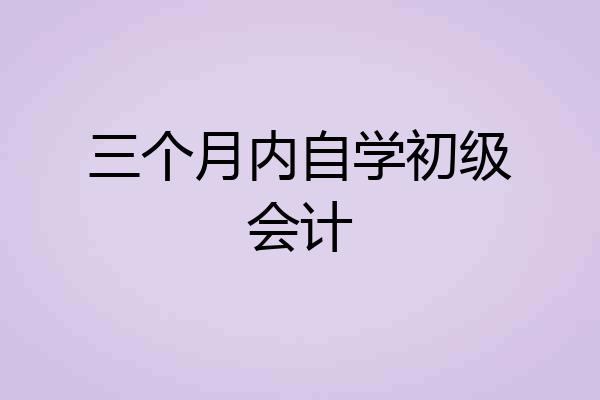 三个月内自学初级会计