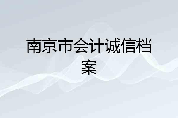 南京市会计诚信档案