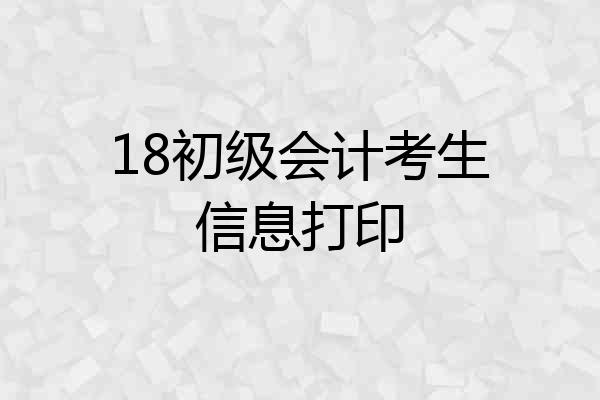 18初级会计考生信息打印