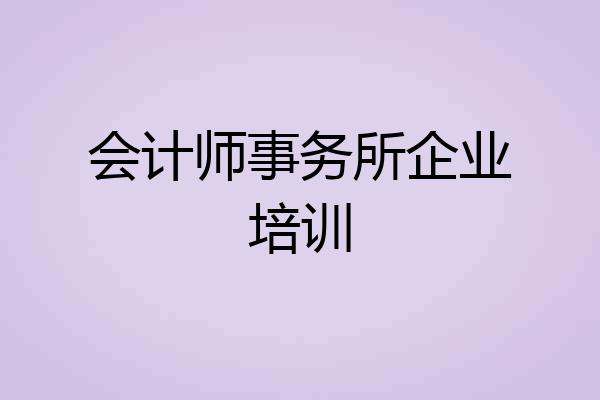 会计师事务所企业培训