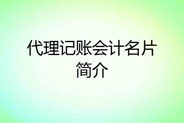 代理记账会计名片简介