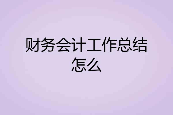财务会计工作总结怎么
