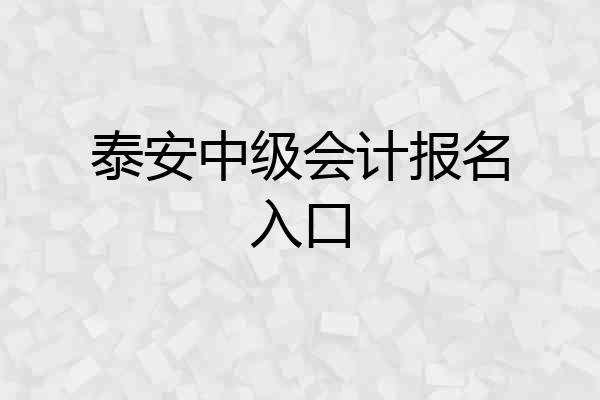 泰安中级会计报名入口