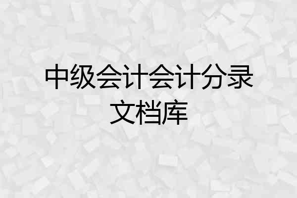 中级会计会计分录文档库