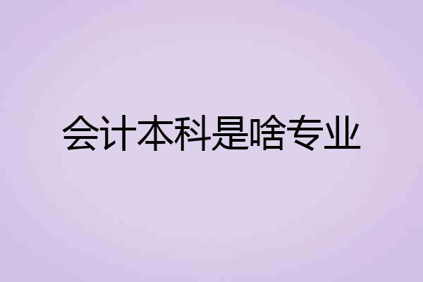 会计本科是啥专业