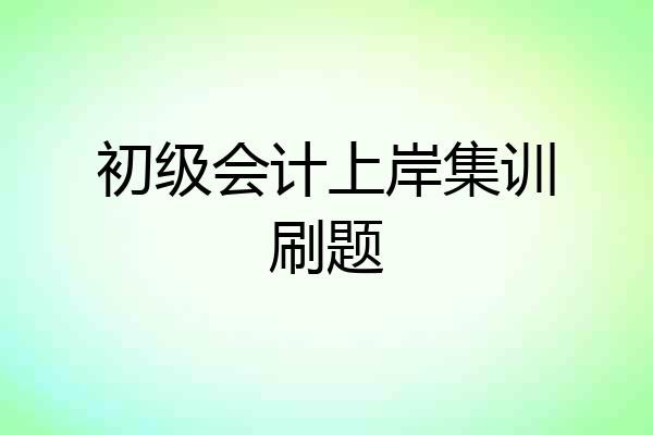 初级会计上岸集训刷题